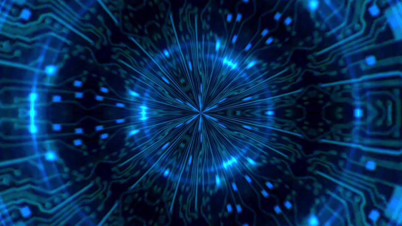 A futuristic circuit board effect kaleidoscope - seamless looping