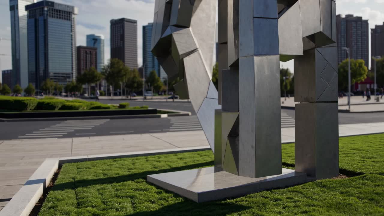 Modern Metal Sculpture in City Park