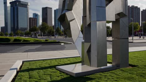 modern metal sculpture in city park