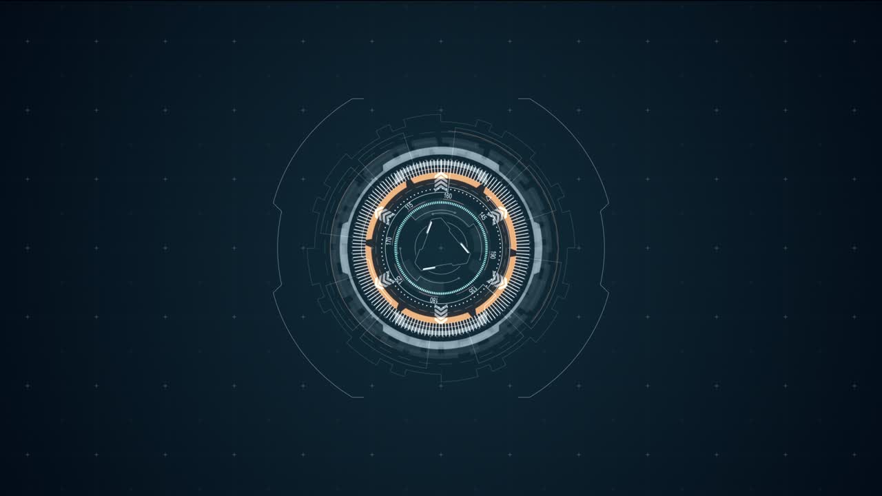 Motion graphic of Blue circle rotation with head up display ( HUD UI ) technology interface and futuristic elements abstract background