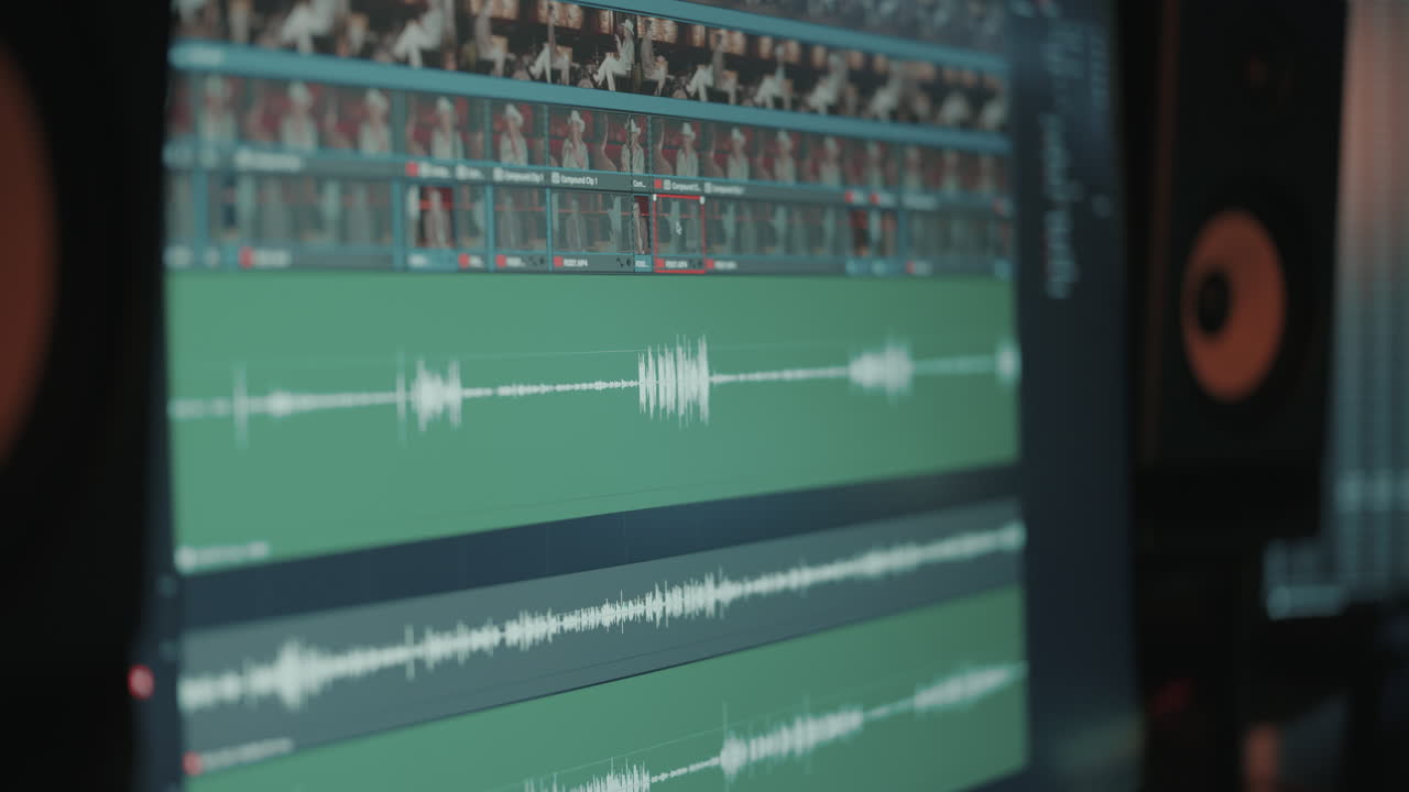Video and Audio Editing Software on Computer Monitor