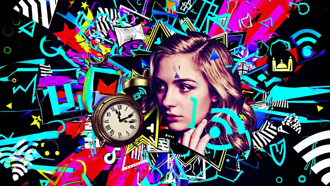 collage retrato de una mujer con elementos digitales