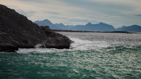 waves crashing on the rocky shore