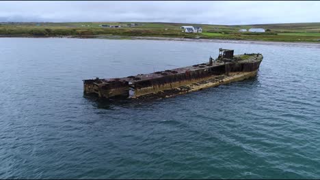 slow motion, wreck of juniata, an old abandoned ship at inganess bay on the mainland of orkney, scotland