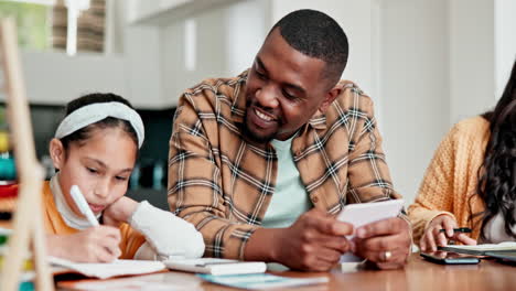 home school father, notebook or child learning