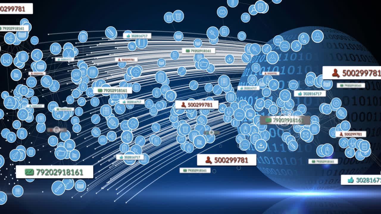 전 세계 배너와 아이콘에 있는 소셜 미디어 텍스트의 애니메이션