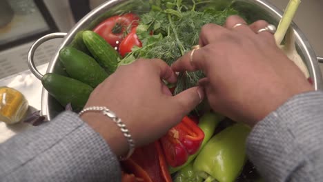 preparando un plato de verduras