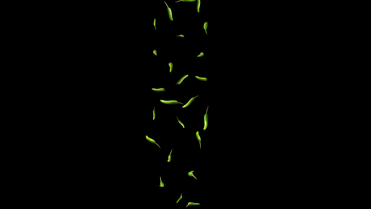 Green Chili Falling Down With Alpha Channel