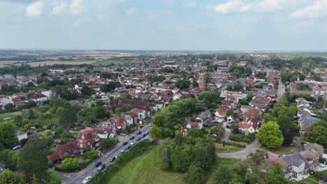 panning drone aerial epping town centre essex uk