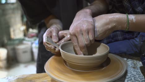 pottery class: creating a bowl