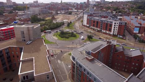 drone shot of a roundabout in kelham island sheffield