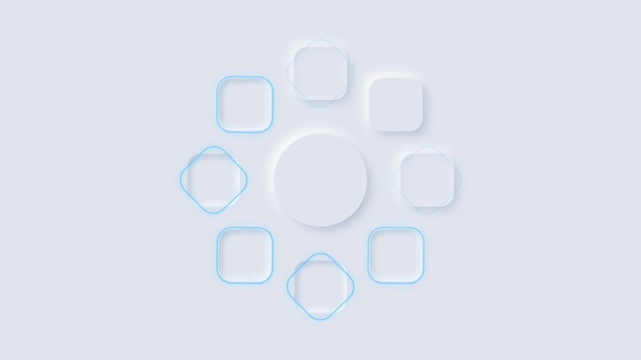 Abstract Neumorphic Loading Animation with Rotating Blue Ring