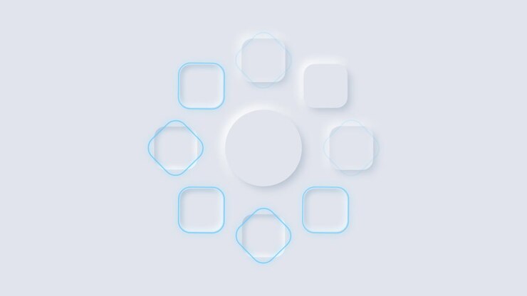 Abstract Neumorphic Loading Animation with Rotating Blue Ring
