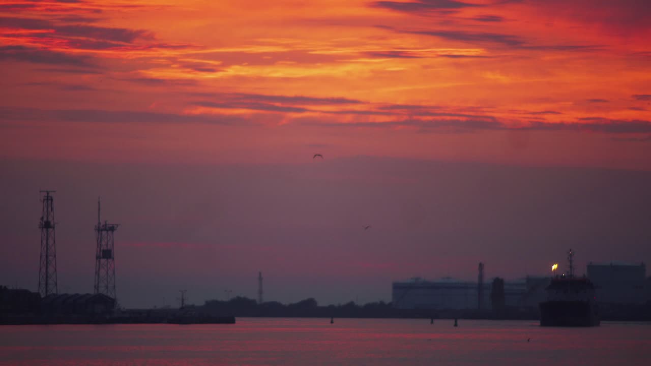 Strangely romantic sunset over the port city. Be ready to melt