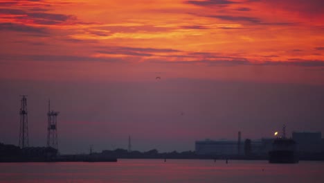 strangely romantic sunset over the port city. be ready to melt