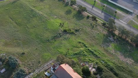 Flying-over-a-burnt-out-and-abandoned-building