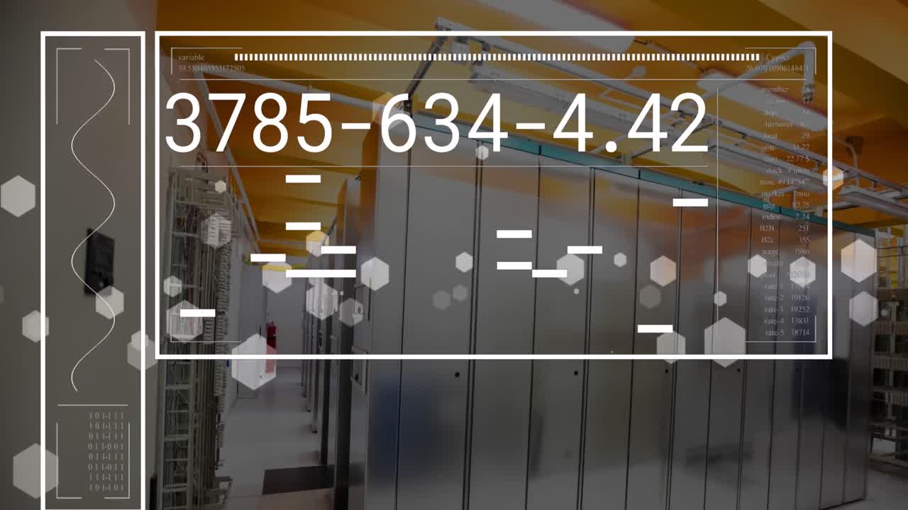 animación del procesamiento de datos a través de servidores informáticos