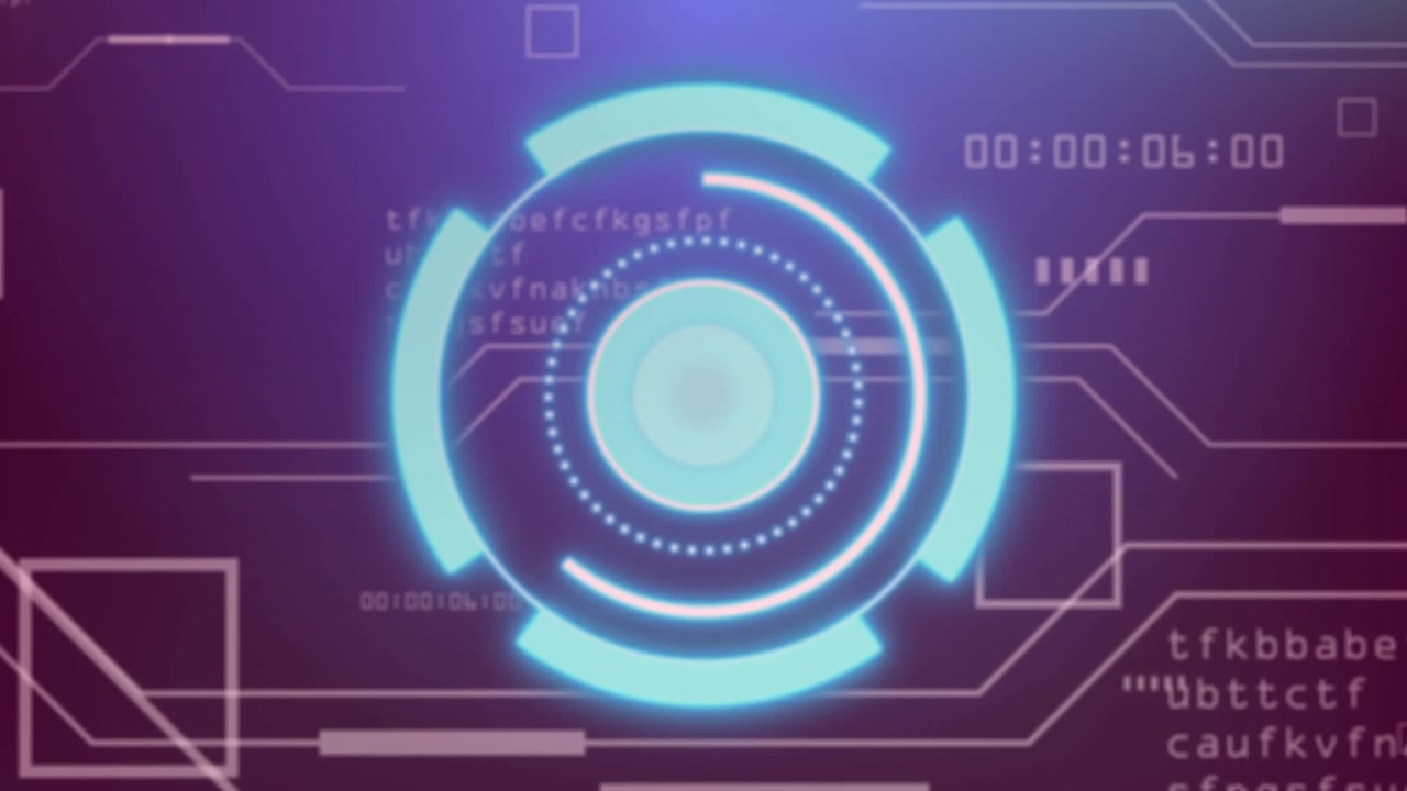 Animation of scope scanning and data processing on black background