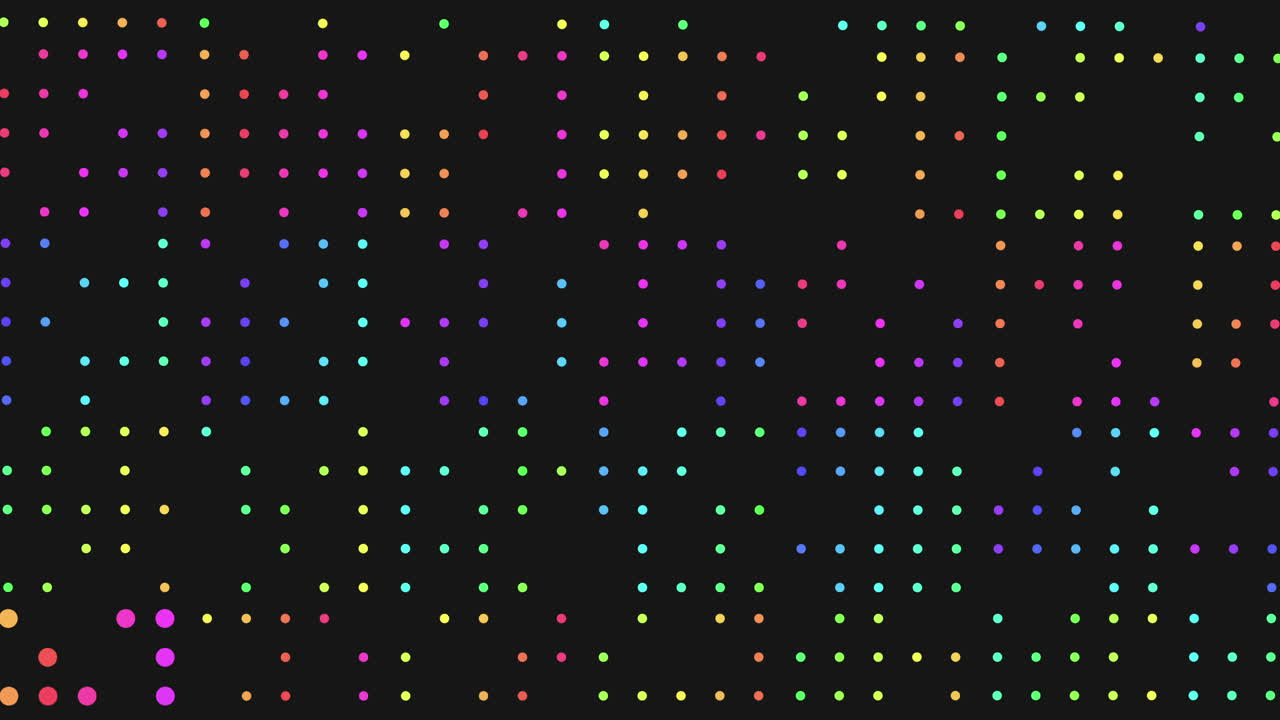 una cuadrícula vibrante de puntos multicolores forma un patrón llamativo