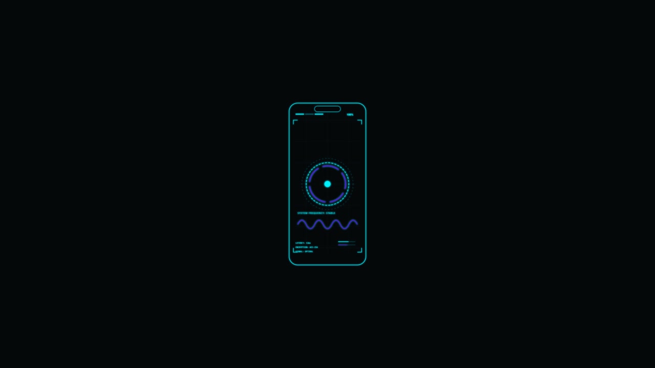 Interfaccia digitale per smartphone con elementi HUD futuristici