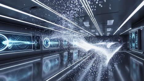 futuristic data visualization corridor