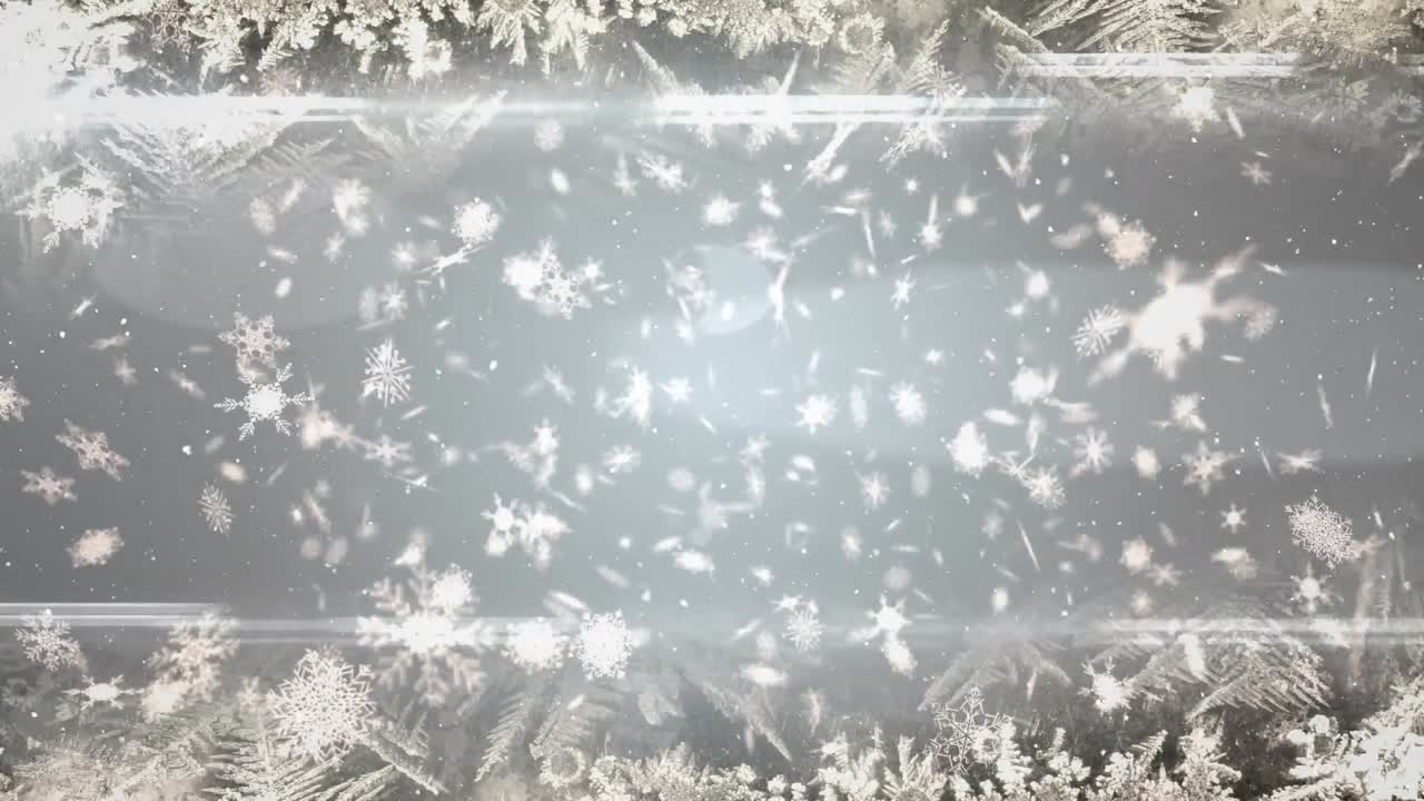 회색 배경에 눈이 떨어지고 빛나는 불빛의 애니메이션