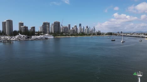 Gold-Coast-Superyacht-Marina-and-harbor-with-the-icon-Surfers-Paradise-city-high-rise-skyline