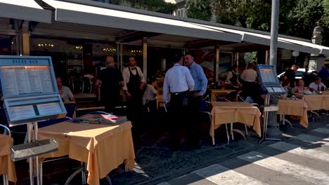 tourists and locals in bustling naples streets