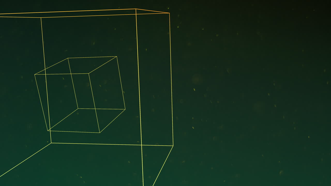 공간 3에 입자가 있는 동작 추상 기하학적 모양