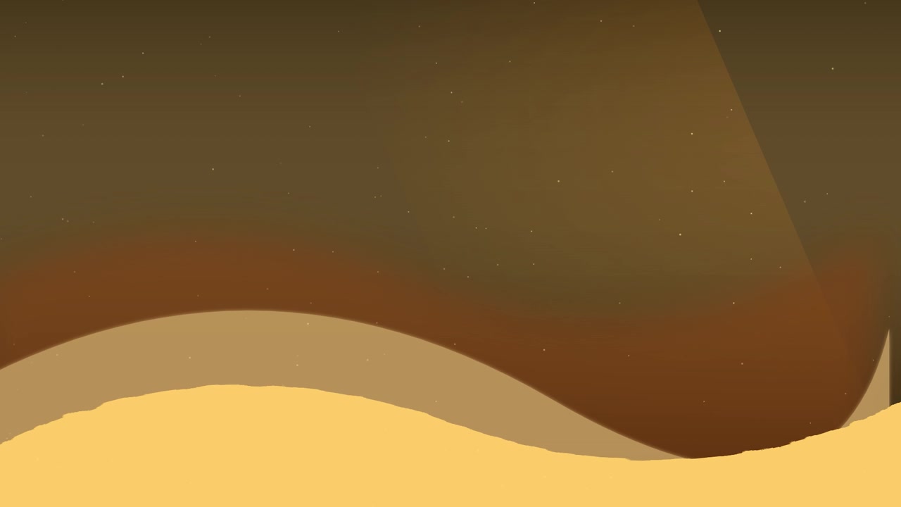 Grafica animata astratta di dune di sabbia dorate sotto il cielo notturno