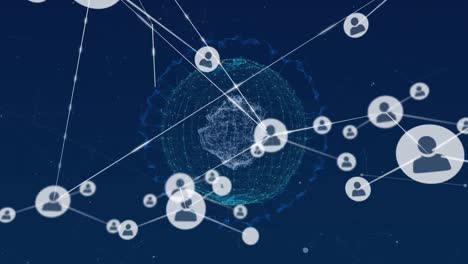 animación de la red de conexiones con los iconos de la gente en todo el mundo