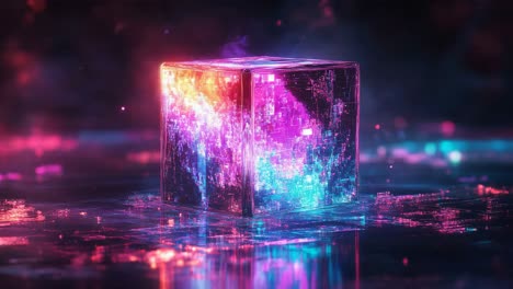 glowing neon cube