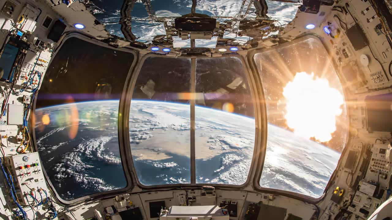 vista de la tierra desde la ventana de la nave espacial
