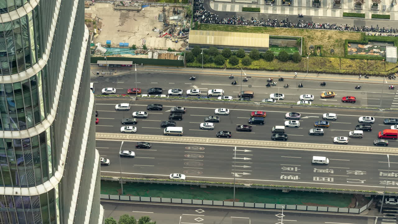 Timelapse of the Beijing city skyline from a high vantage point