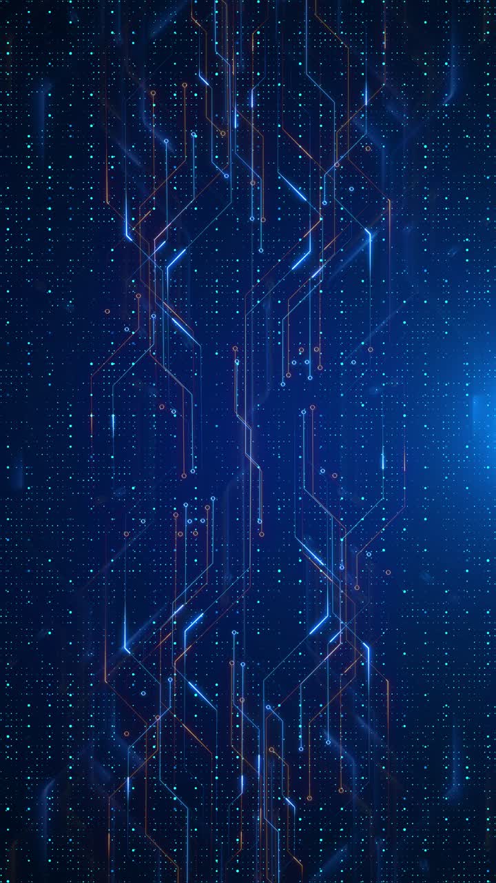 Globo digitale blu astratto, chip AI centrale, sfondo di innovazione tecnologica, circuito processore AI