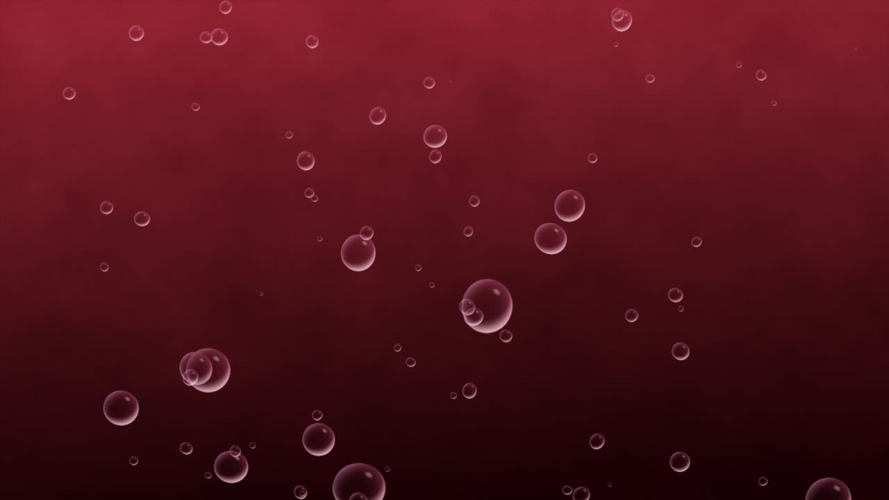 burbuja líquida animación 3d que se eleva a través del océano agua gráficos de movimiento fondo bebida refresco efecto visual partículas de jabón arte digital aceite rojo negro