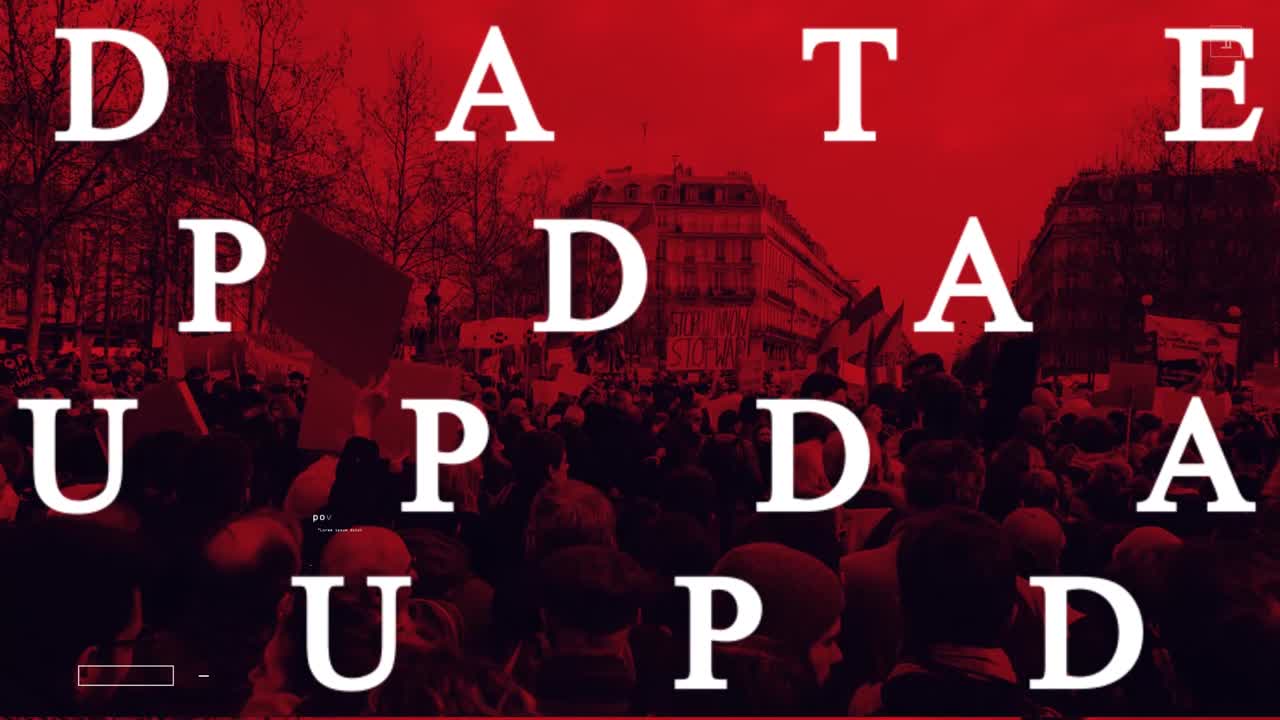 Images of crowds and protests with masks and signs