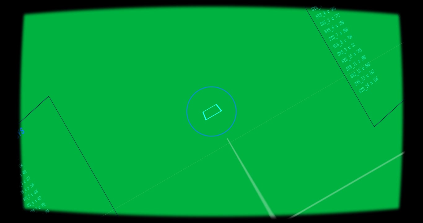 On view spin HUD ring rotating right, pointer moving, cyan marker tracking RADAR_LOG, transparent