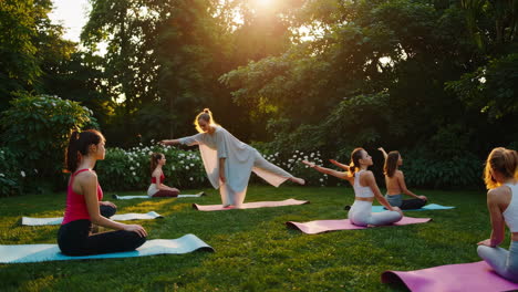 outdoor yoga class in a park