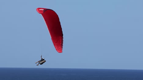 paraglider soaring above ocean and coastline