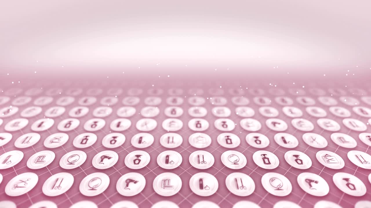 헤어드레스 아이콘 세트, 헤어 살롱 아이템 배경, cg 루프 애니메이션