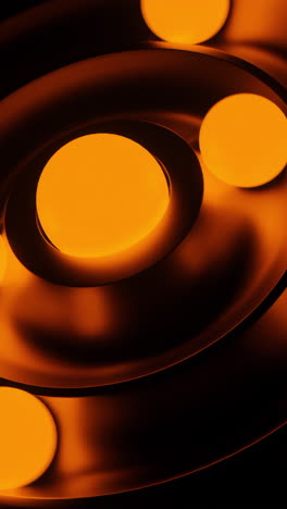 abstract geometric design with glowing orange spheres