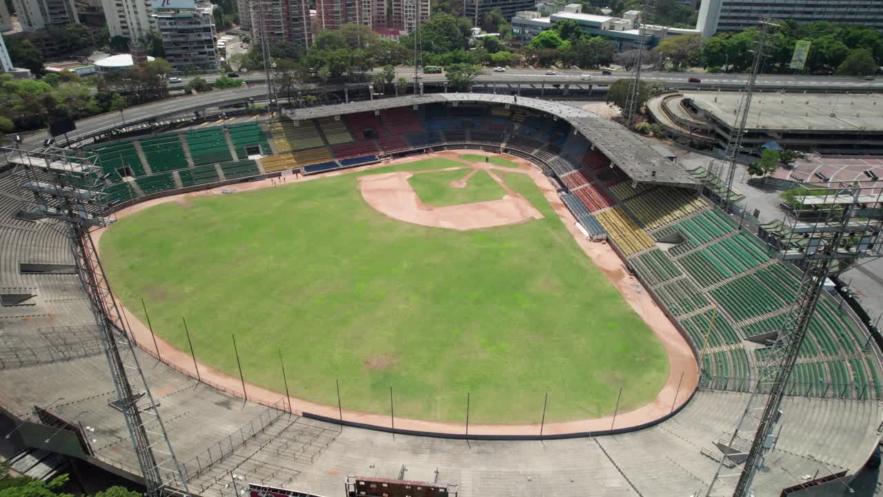Empty baseball stadium at universidad central de venezuela, aerial view