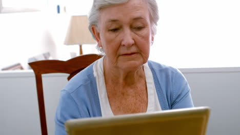 senior woman using digital tablet