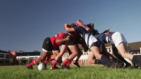 rugby players having match on the field