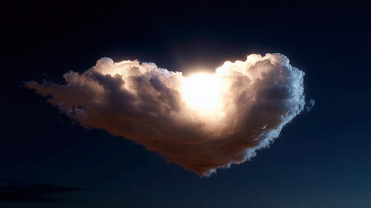 A Beautiful Heart-Shaped Cloud Lighting Up the Sky, Displaying the Warmth and Romantic Essence of Nature, Perfectly Captured in Stunning Evening Light for a Dreamy Atmosphere