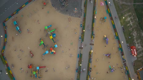 aerial view of a busy city playground