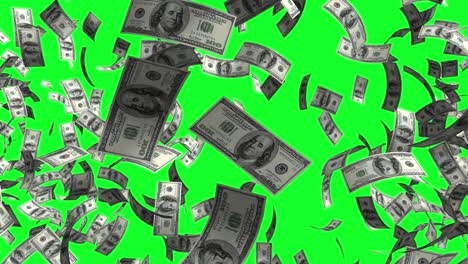 falling money on green screen