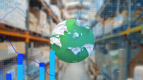 Animación-Del-Procesamiento-De-Datos-Financieros-Sobre-El-Globo-Y-El-Almacén.