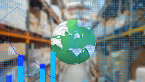 animación del procesamiento de datos financieros en todo el mundo y almacén